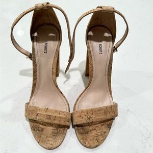 SCHUTZ ENIDA CORK HEEL IN SIZE 8!